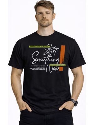 Punix Punıx Büyük Beden Start Somethıng New Baskılı Pamuk Dokuma Yeni Sezon Yazlık Erkek Battal T-Shırt