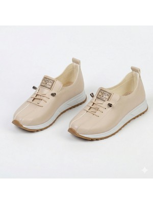 Ayakkabımood Cilt Suni Deri Lastik Bağcıklı  Kadın  Babet Ayakkabı