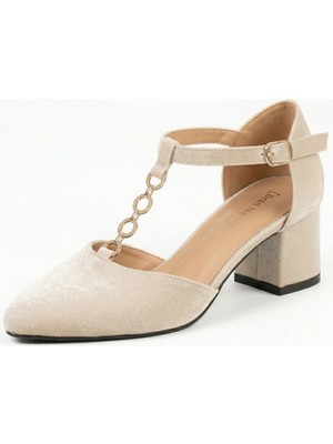 Ayakkabımood Zincir Detaylı Saten Bilekten Bağlamalı Kadın Ayakkabı