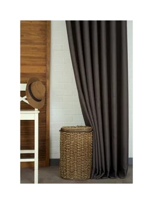 Vivense Massarelli Keten Seyrek Pile Fon Perde, Füme, 60X260