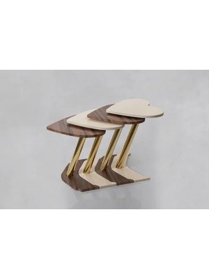 Vivense Kalp Zigon Sehpa, Dörtlü, Gold Ceviz