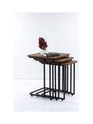 Vivense Mono C Zigon Sehpa, Üçlü, Koyu Barok Ceviz