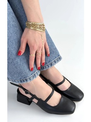 Combin Liva Siyah Cilt Topuklu Ayakkabı