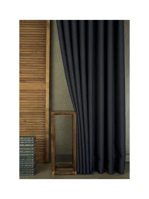Vivense Keten Seyrek Pile Fon Perde, Koyu Lacivert, 60X260