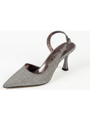 Ayakkabımood 7 cm Simli Ince Topuklu Kadın Abiye Ayakkabı