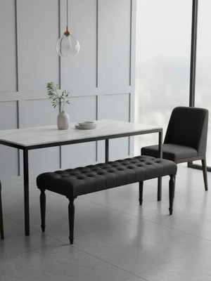 Kleinhaus Furniture Retro Ahşap Kapitoneli Bank