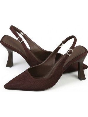 Ayakkabımood cc 809 Kahve Zara Arkası Açık Kadın Topuklu Ayakkabı