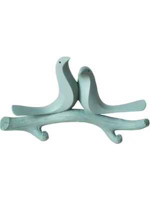 Vivense Dal Üstünde Ikili Kuş Dekor Askılık, Yeşil