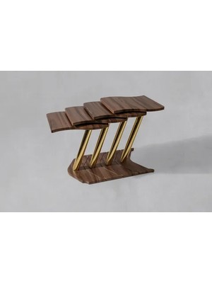 Vivense Windows Zigon Sehpa, Dörtlü, Gold, Ceviz