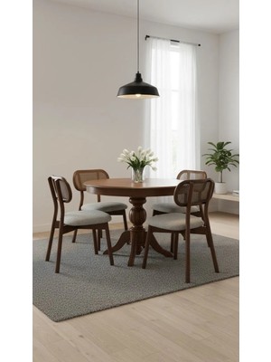 Kleinhaus Furniture Ibiza Ahşap Yuvarlak Masa Takımı