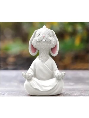 Vivense Yoga Yapan Tavşan Biblo Büyük Boy, Beyaz