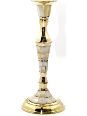 Hayat Store Tekli Pirinç Sedefli Şamdan 6023