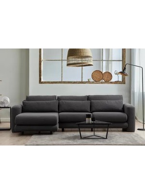 Vivense Lilly Buklet Köşe Koltuk, Antrasit, Sol Köşe