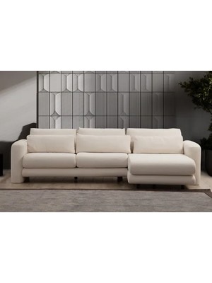 Vivense Lilly Buklet Köşe Koltuk, Beyaz, Sağ Köşe