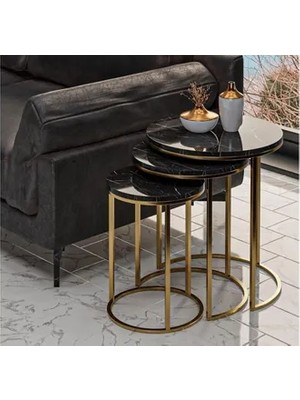 Vivense Tubihome Zigon Sehpa Takımı, Gold Ayak