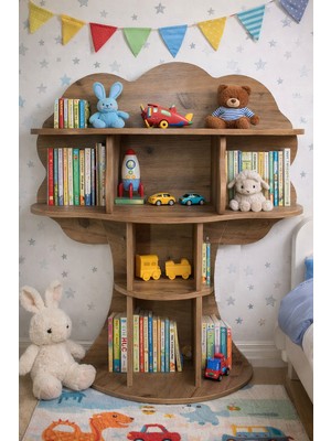 Tok-Co Ağaç Tasarımlı Çocuk Kitaplığı Ahşap Montessori Kitaplık