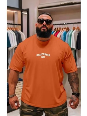 Punix Punıx Büyük Beden Yeni Sezon Battal Calıfornıa Usa Baskılı Ter Tutmayan Yazlık Erkek  T-Shırt