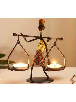 Vivense Kadın Figürlü Metal Mumluk, Siyah