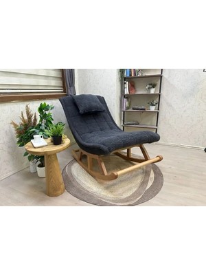 Vivense Miskin Sallanan Sandalye, Teddy Antrasit, Naturel Ahşap