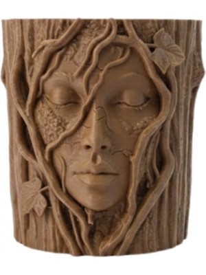 Pileli Store 3D Yüz Figürlü Doğa Konseptli Dekoratif Saksı Şık Vazo Tasarımı