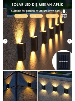 Eser Ticarett Solar LED Duvar Apliği IP65 Su Geçirmez Bahçe Aydınlatma Güneş Enerjili LED Dış Mekan Lamba