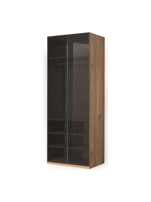 Vivense Ezgi Gardırop, 2 Kapaklı Raflı, Füme Cam Tamperli Kapak