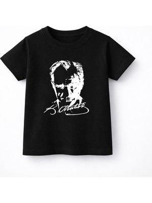 CC Collection Çocuk Tişört Atatürk Baskılı Pamuklu Unisex Günlük Rahat Tişört