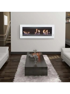 Starfire Rio 60 cm Beyaz Bacasız Bioethanol Duvar Şöminesi