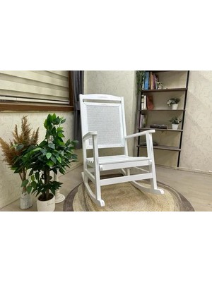 Vivense Veranda Sallanan Sandalye, Beyaz Ahşap Ayak
