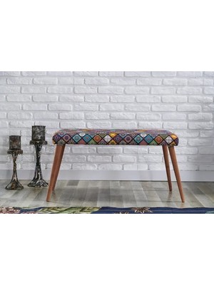 Vivense Tubihome Linda Bench, Anemon Desen, Ahşap Ayak