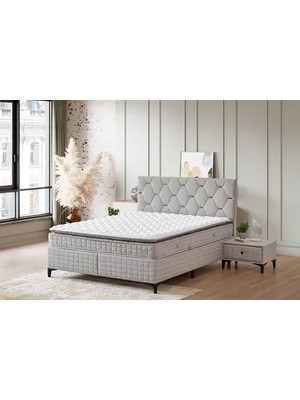 Vivense Oslo Baza Başlık Yatak Seti, Açık Keten Gri, 160X200