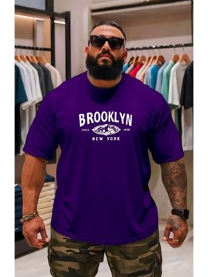 Punix Punıx Büyük Beden Özel Tasarım Brooklyn Göğüs Baskılı Yeni Sezon Erkek Battal Yazlık  T-Shırt