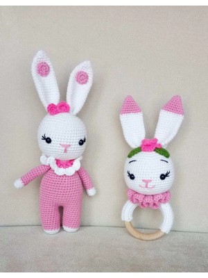 Pembe Tavşan Seti Organik Oyuncak