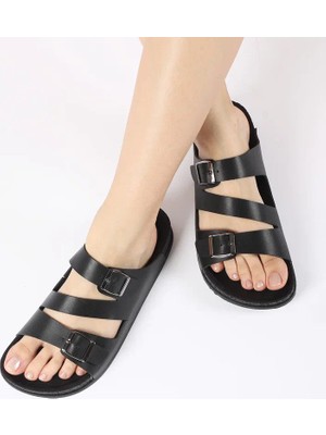 Chirpy Kadın Yazlık Çift Tokalı Çapraz Bantlı Terlik - Maruva