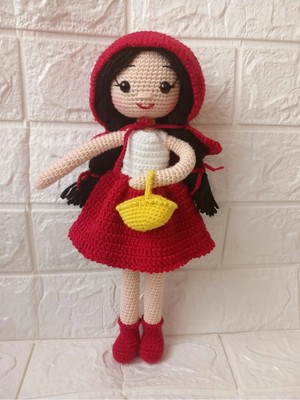 Kırmızı Başlıklı Kız Amigurumi Örgü Oyuncak