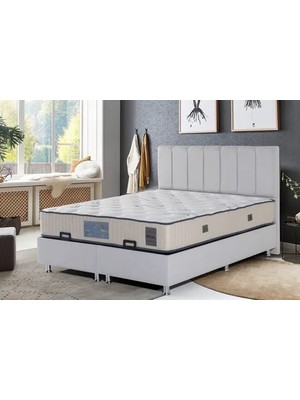 Vivense Miles Baza ve Başlık Seti, Açık Gri, 90X190