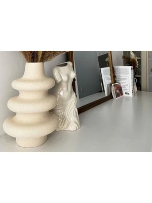 Vivense Iskandinav Makaron Vazo, Büyük Boy, Krem