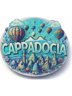 Popüler Sepet Kapadokya Temalı Ahşap Buzdolabı Magneti Model 6