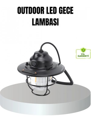 Pileli Store Retro Kamp Lambası Su Geçirmez Taşınabilir Gece Işığı Uzun Pil Ömürlü