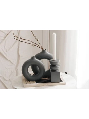 Vivense Halka Vazo Mumluk Takım, Gri