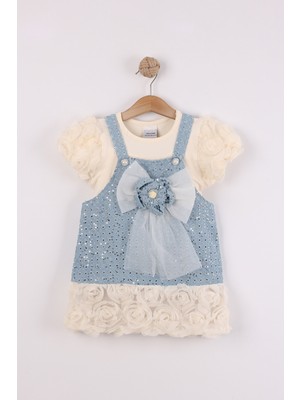 Joy Kids Kız Çocuk 2'li Premium Elbise (Ekru-Kot) (2-5yaş)