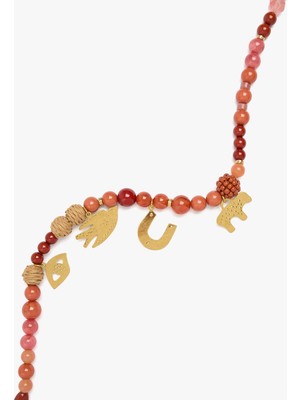 Parfois Charm'lı Kısa Boncuklu Kolye