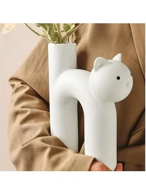 Vivense Iskandinav Kedi Vazo, Beyaz