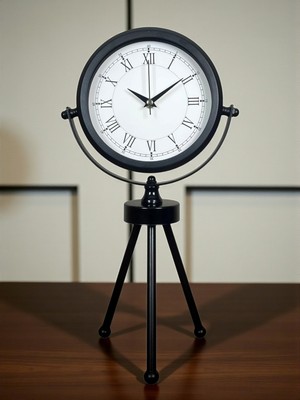 Hobibahçem Asalet Siyah Üç Ayaklı Metal Masa Saati