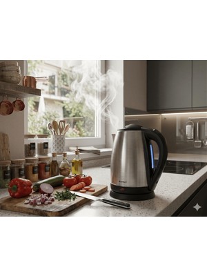 Sunny Flora SN5KTL40 LED Işıklı Çelik Kettle Su Isıtıcı 1.7 L Kapasite 1500W (Gri/ınox)