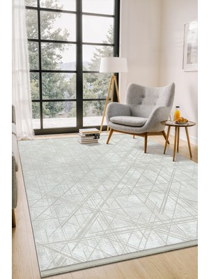 Saraz Halı Bambum 1001 Serisi Beyaz Saten Kadife Dokulu Kaymaz Taban Yıkanabilir Salon Mutfak Koridor Halısı