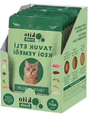 Esranın Dünyası Taze Tavuk Etli Kedi Yemeği, 80 G x 8 Adet, Doğal