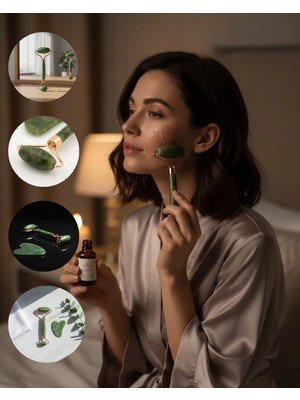 İlkyaz Fashion Yeşim Taşı Yüz Masaj Seti Şişlik Azaltıcı 2 Parça