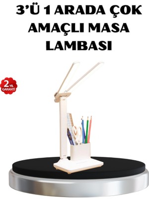 İlkyaz Fashion Kalemlik ve Telefon Standlı Masa Lambası – Kısılabilir LED Işık, Göz Dostu Tasarım