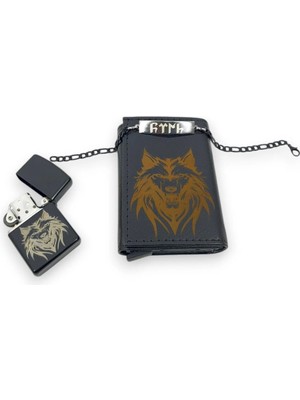 SürLaz Isme Özel Kurt Figürlü Mekanizmalı Cüzdan Isme Özel Türk Yazılı Bileklik Kişiye Özel Kurt Çakmak